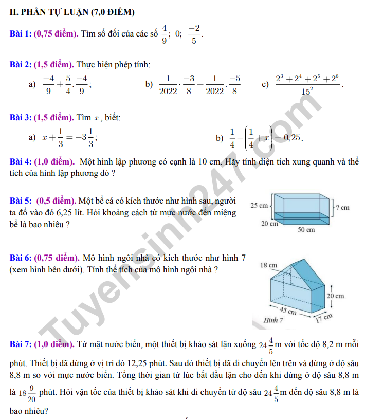 De giua ki 1 mon Toan lop 7 nam 2022 - THCS Van Lang (Tham khao)