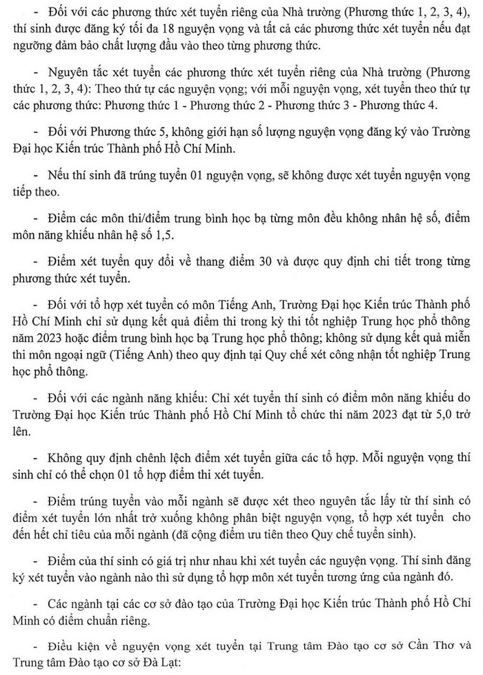 Phuong an tuyen sinh Dai hoc Kien truc TPHCM 2023
