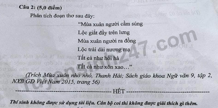 Dap an de thi vao lop 10 mon Van tinh Tien Giang 2023