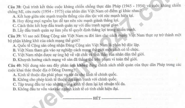 De thi thu tot nghiep mon Su lop 12 - So GD Thanh Hoa nam 2023