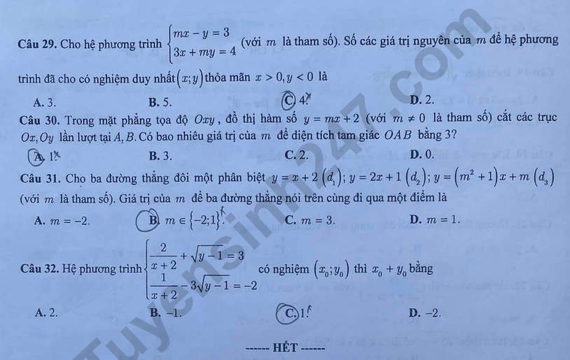 Dap an de thi tuyen sinh vao 10 mon Toan Bac Ninh 2023