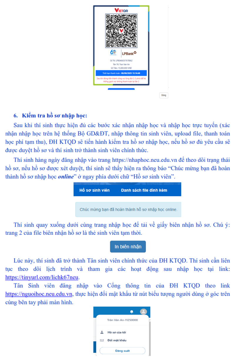 Dai hoc Kinh te Quoc Dan huong dan nhap hoc va ke hoach don 2k7