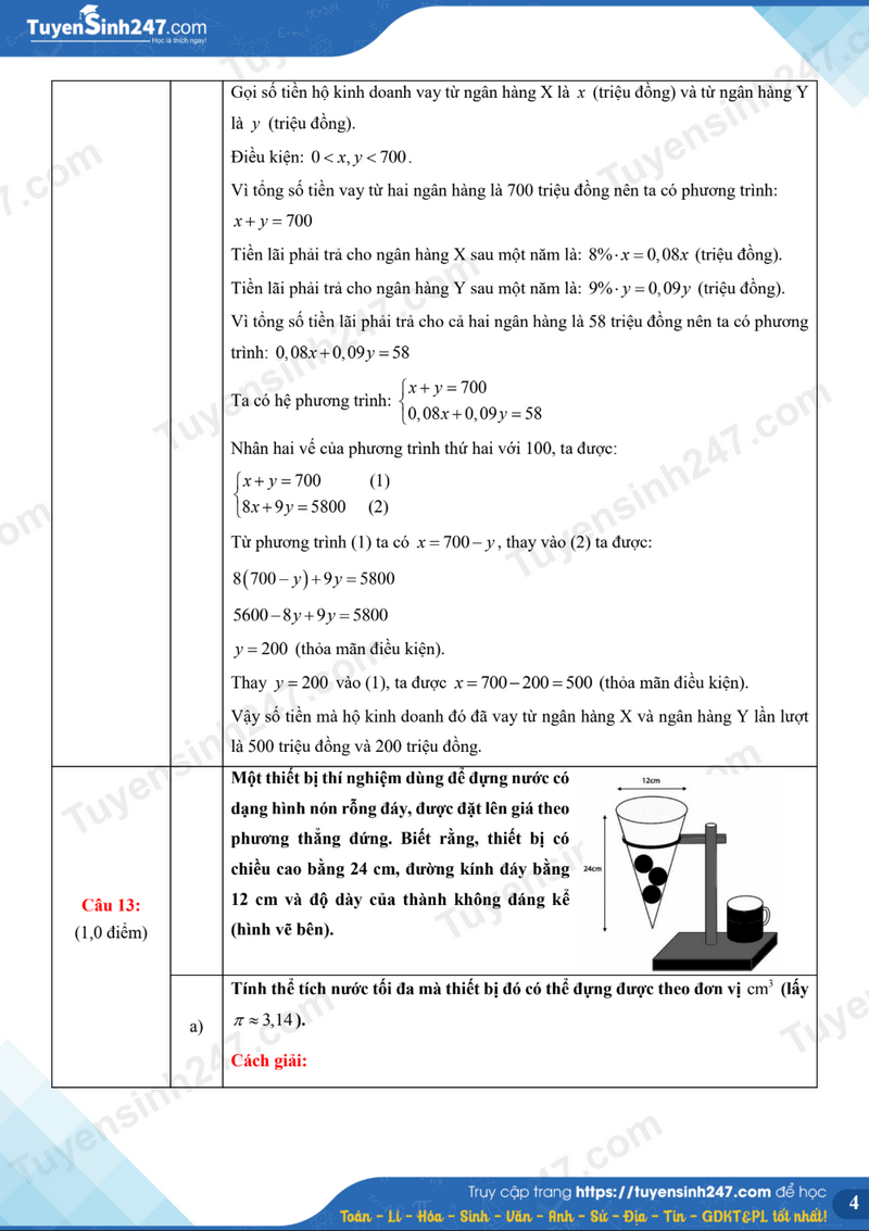 Dap an de thi vao lop 10 mon Toan - Thanh Hoa 2026