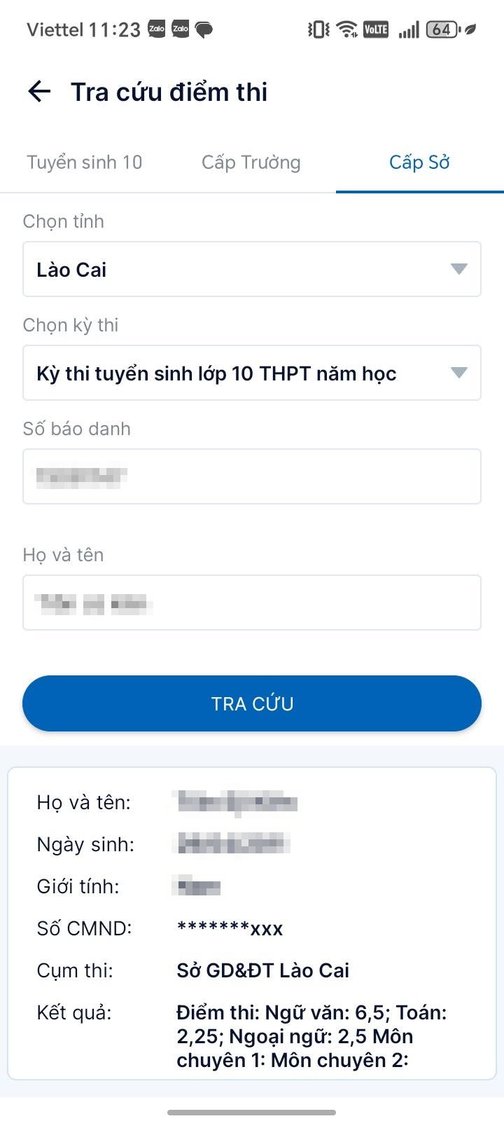 Da co diem thi vao lop 10 tinh Lao Cai 2026