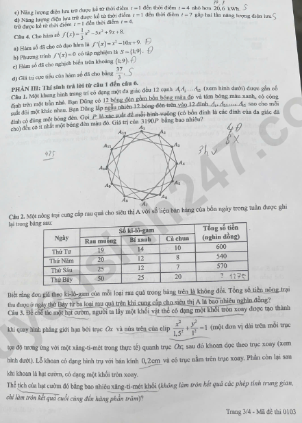 Dap an de thi tot nghiep THPT 2026 mon Toan - Ma de 0103