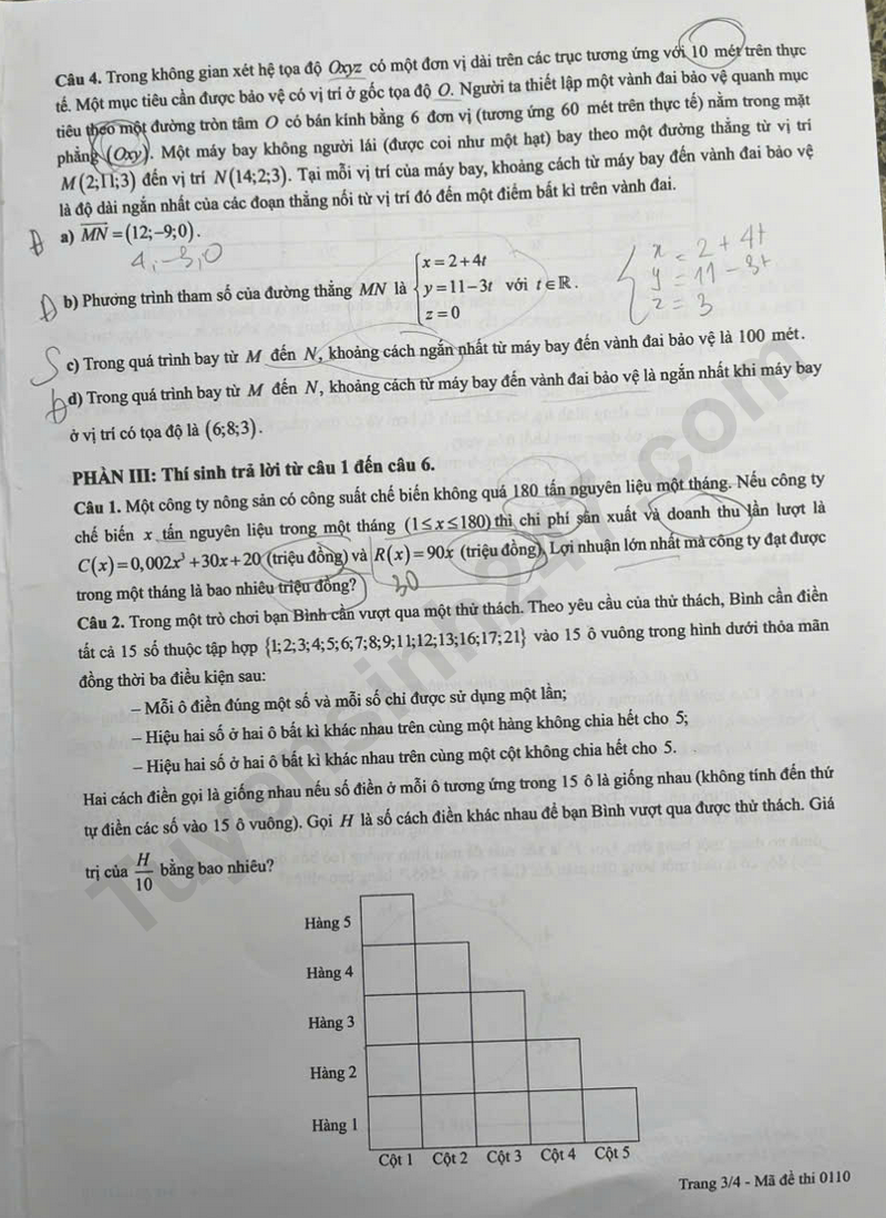 Giai chi tiet va Dap an de thi tot nghiep THPT 2026 mon Toan - Ma de 0110