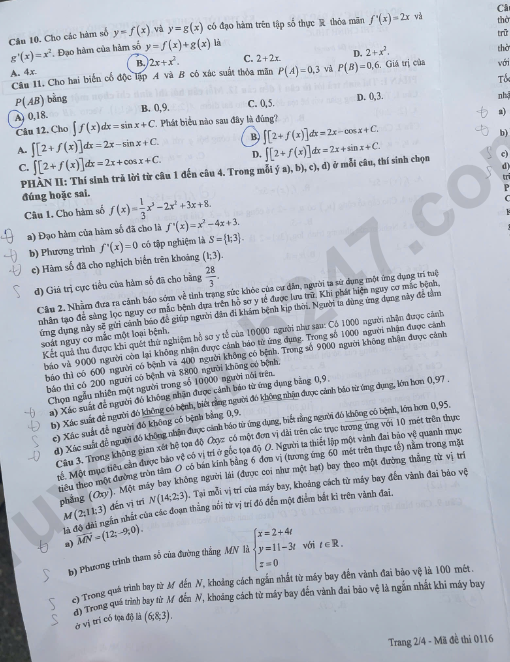 Xem dap an de thi tot nghiep THPT 2026 mon Toan ma de 0116