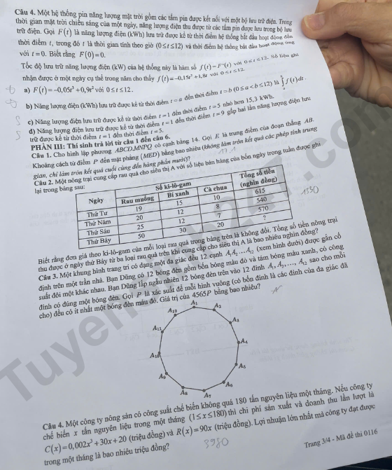 Xem dap an de thi tot nghiep THPT 2026 mon Toan ma de 0116