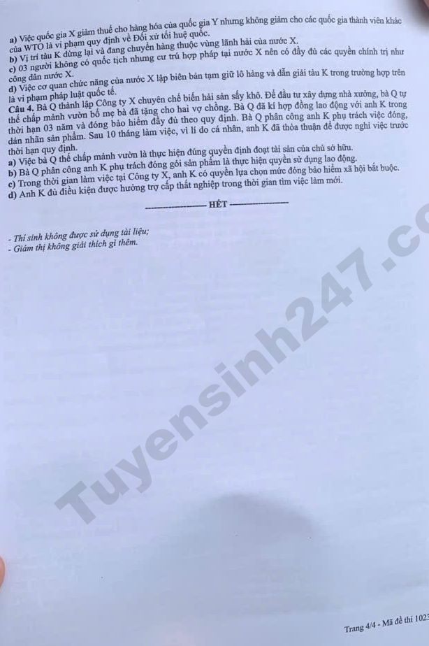 Dap an chi tiet de thi tot nghiep THPT 2026 mon GDKTPL - Ma de 1023