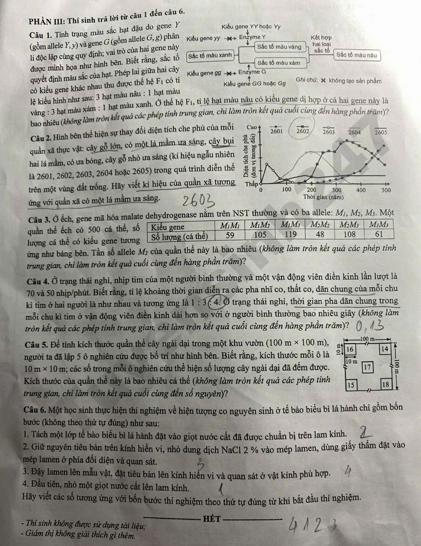De thi va dap an de thi tot nghiep THPT 2026 mon Sinh - Ma de 0407