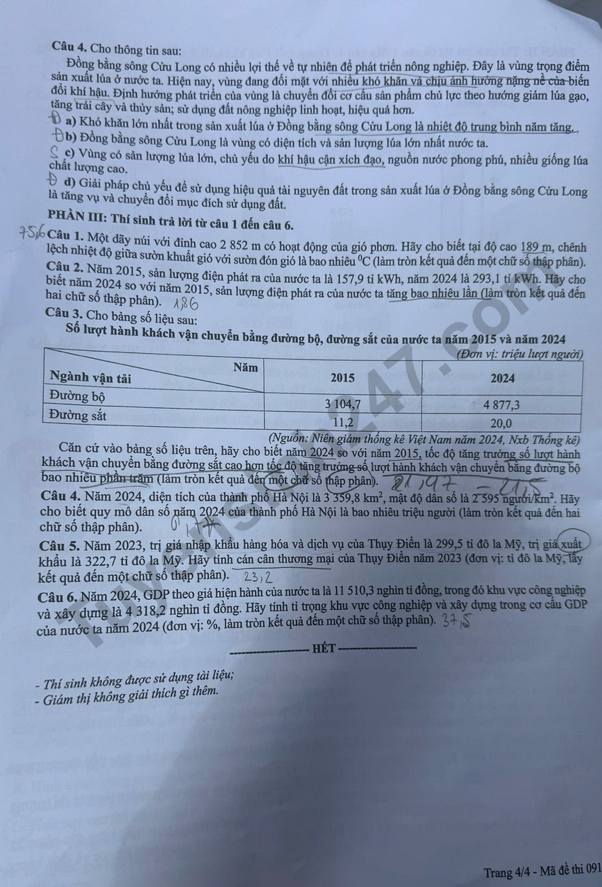 Tron bo dap an de thi tot nghiep THPT 2026 mon Dia - Ma de 0913