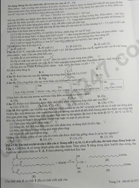 De thi tot nghiep THPT 2026 mon Hoa ma de 0327 co dap an