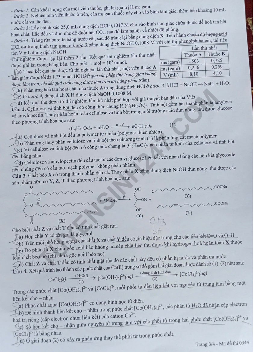 Tron bo dap an de thi tot nghiep THPT 2026 mon Hoa - Ma de 0344