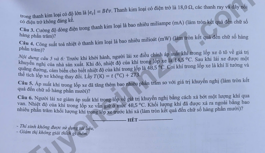 Dap an chi tiet de thi tot nghiep THPT 2026 mon Ly - Ma de 0206