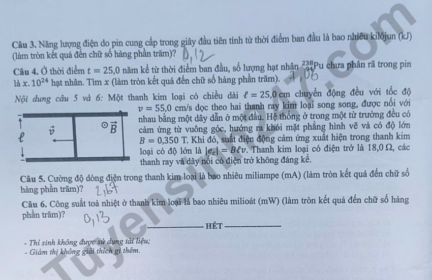 Dap an moi nhat de thi tot nghiep THPT 2026 mon Ly ma de 0208