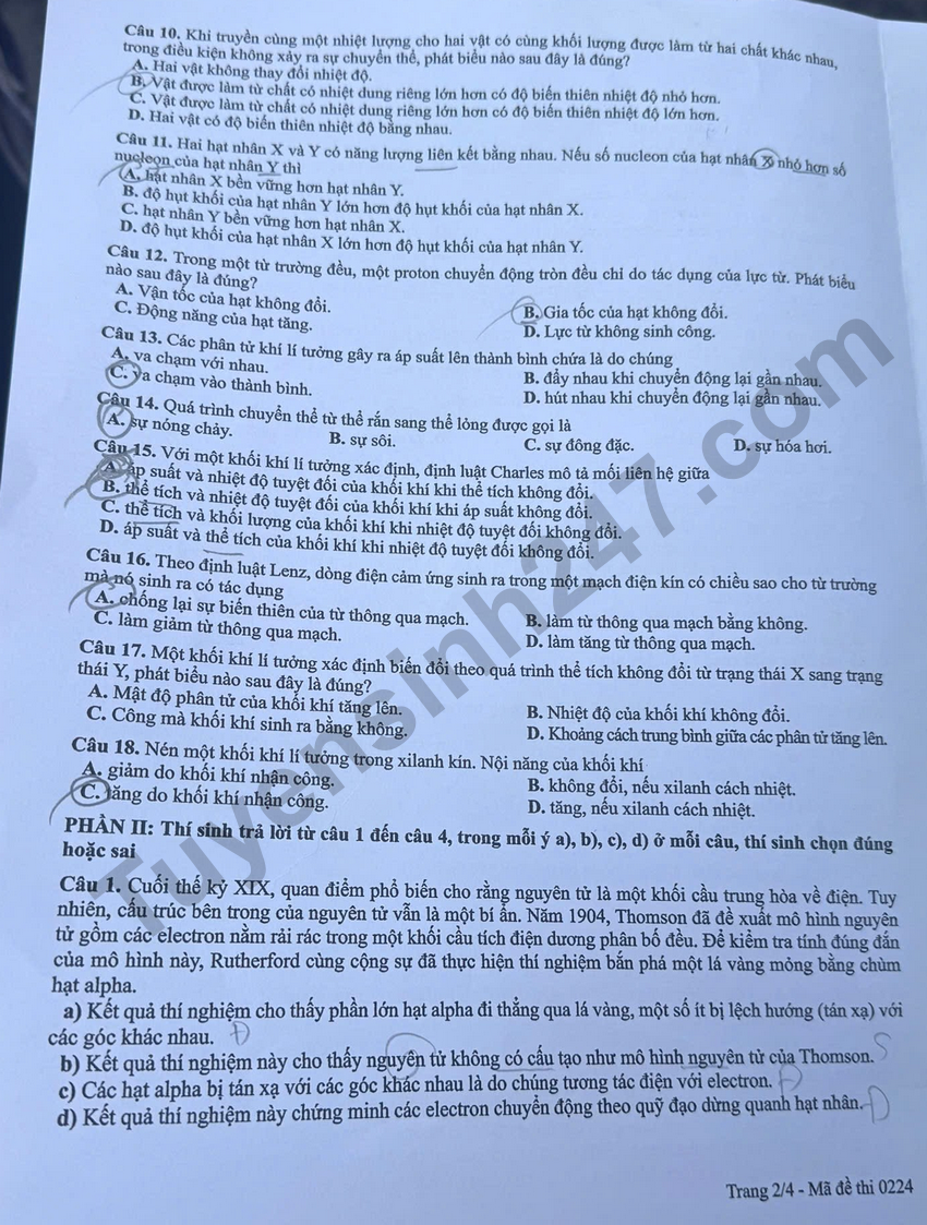 Tra cuu dap an de thi tot nghiep THPT 2026 mon Ly - Ma de 0216