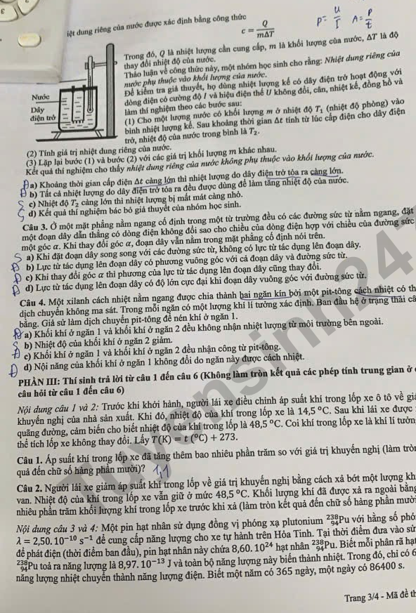 Cap nhat dap an de thi tot nghiep THPT 2026 mon Ly - Ma de 0231