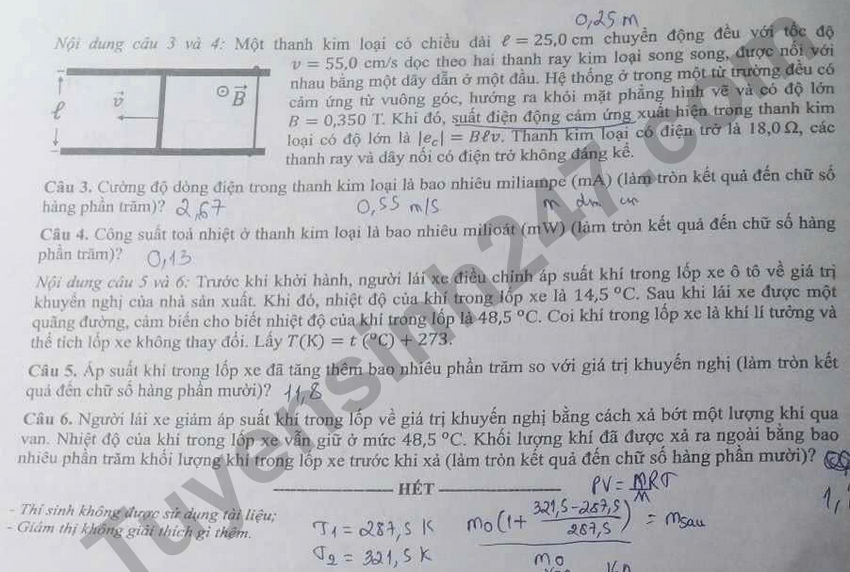 Tra cuu dap an de thi tot nghiep THPT 2026 mon Ly ma de 0233