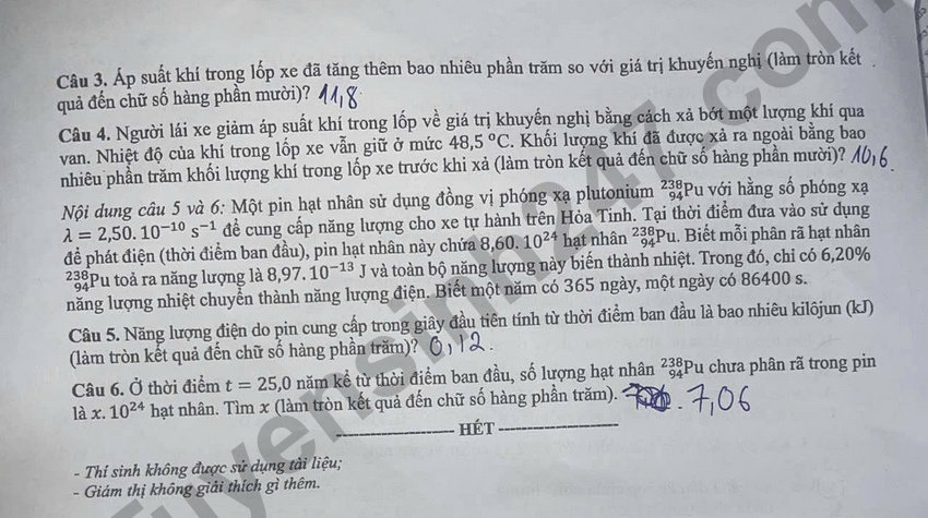 Dap an moi nhat de thi tot nghiep THPT 2026 mon Ly ma de 0236