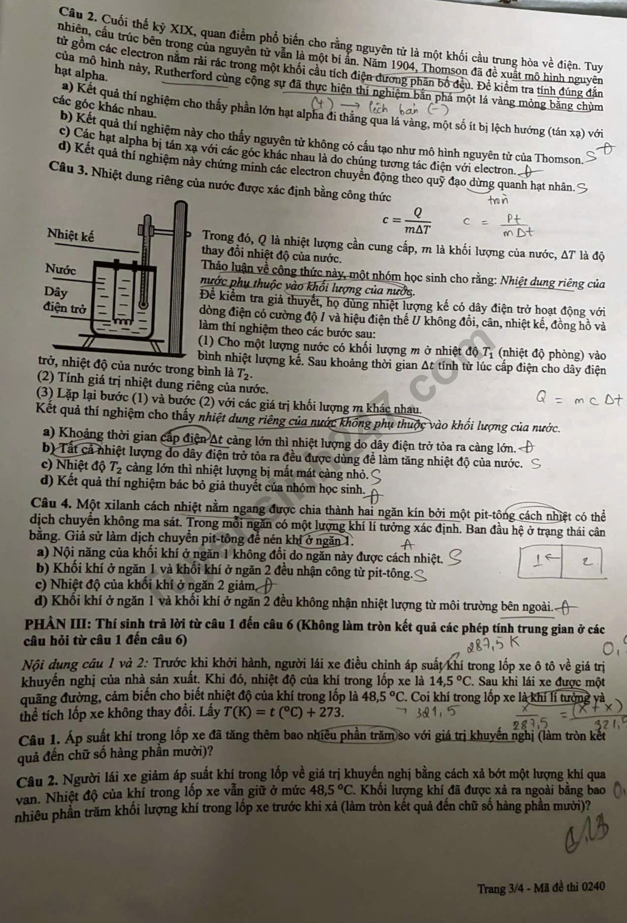 Dap an de thi tot nghiep THPT 2026 mon Ly - Ma de 0240