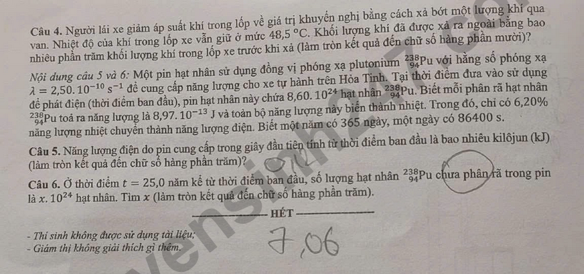 Tra cuu dap an de thi tot nghiep THPT 2026 mon Ly - Ma de 0244