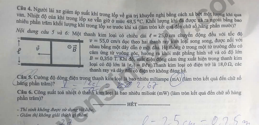 De thi va dap an de thi tot nghiep THPT 2026 mon Ly - Ma de 0246