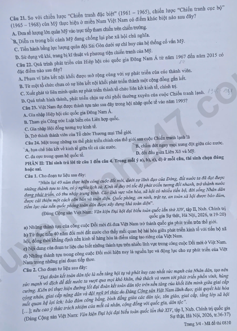 Giai chi tiet va Dap an de thi tot nghiep THPT 2026 mon Su - Ma de 0810