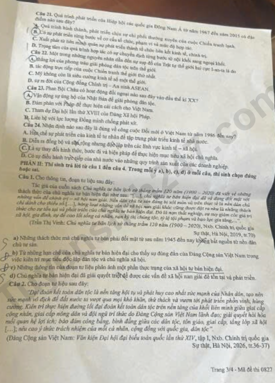 Dap an de thi tot nghiep THPT 2026 mon Su - Ma de 0827