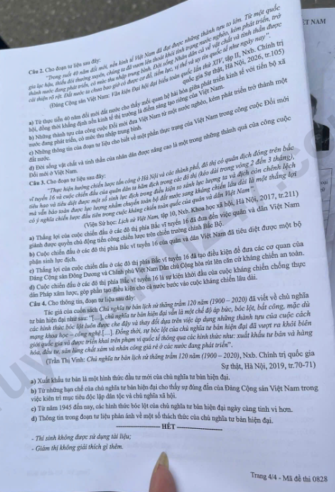 Dap an de thi tot nghiep THPT 2026 mon Su - Ma de 0828 chi tiet