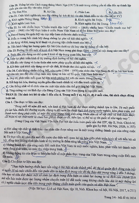 Giai chi tiet va Dap an de thi tot nghiep THPT 2026 mon Su - Ma de 0834