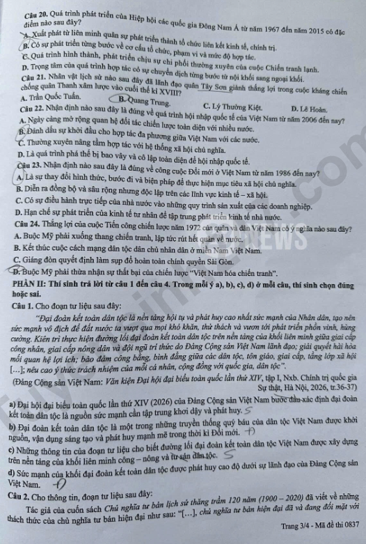 Tron bo dap an de thi tot nghiep THPT 2026 mon Su - Ma de 0837