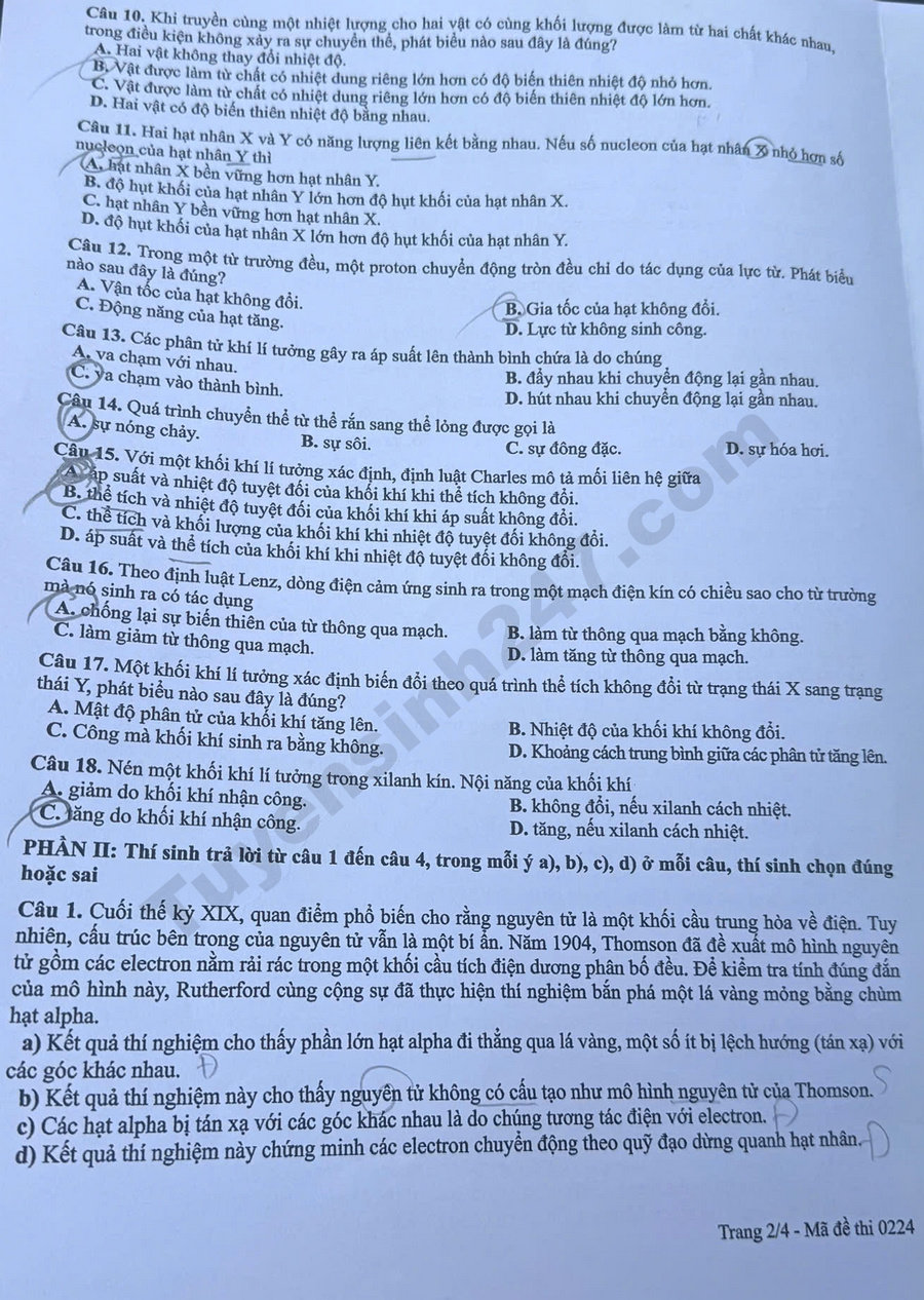 Tron bo dap an de thi tot nghiep THPT 2026 mon Ly - Ma de 0224