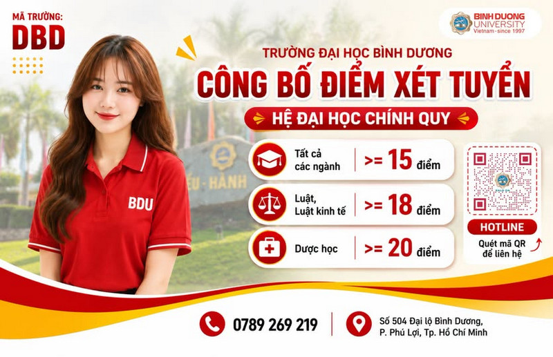 Diem san xet tuyen Dai hoc Binh Duong (BDU) 2026