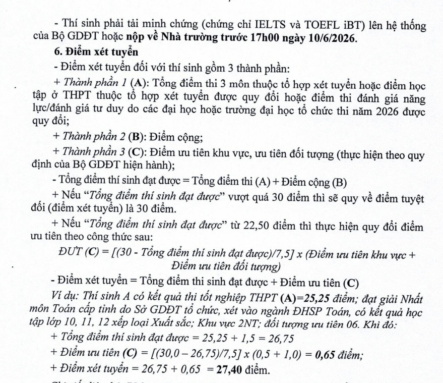 Diem san xet tuyen va quy doi diem tuong duong Dai hoc Hong Duc (HDU) 2026