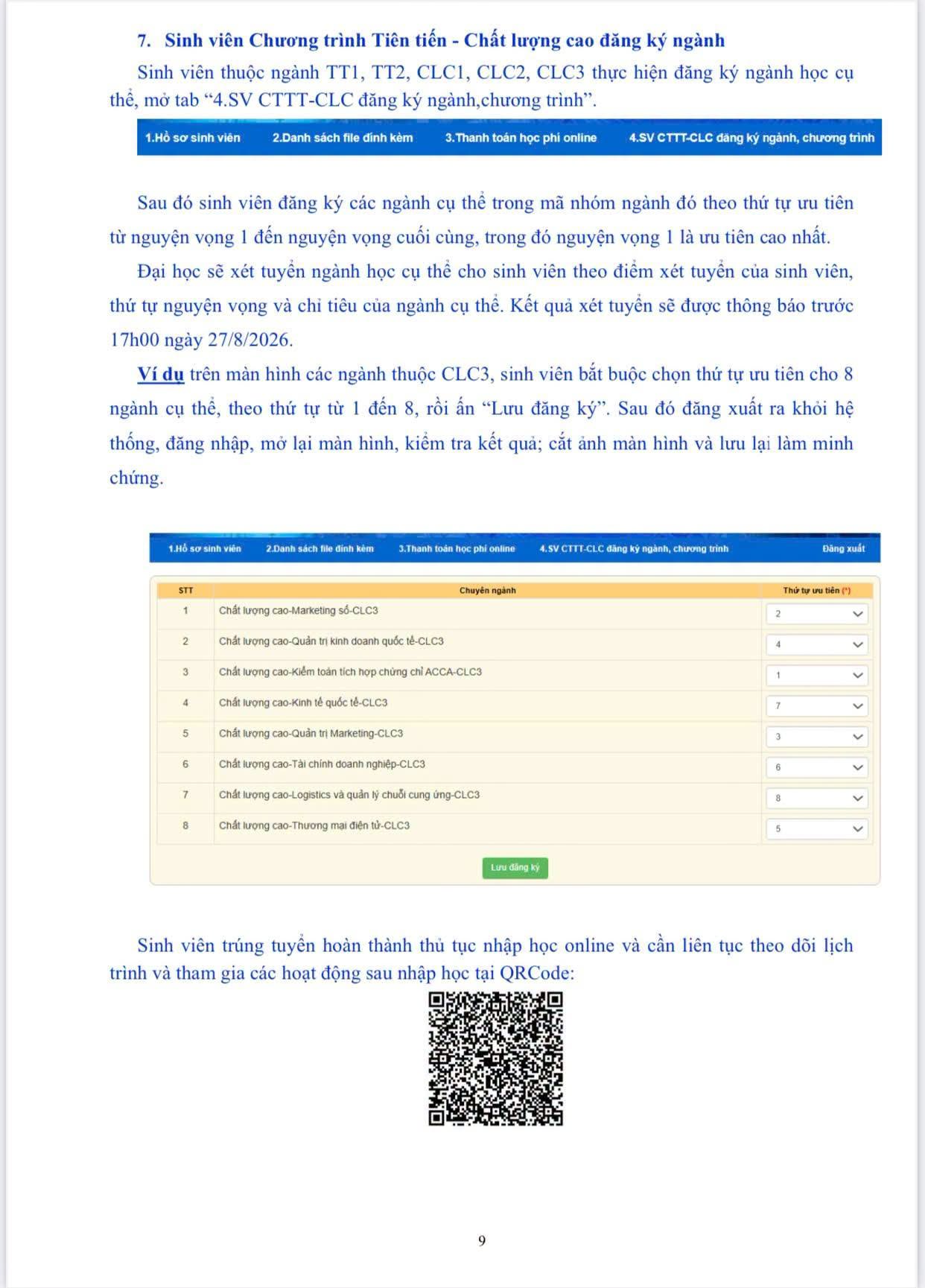 Ho so va huong dan nhap hoc DH Kinh te Quoc dan (NEU) 2026