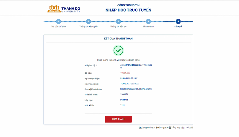 Huong dan nhap hoc DH Thanh Do (TDD) 2026