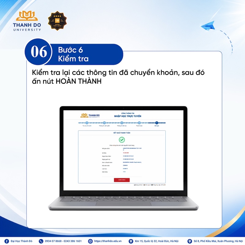 Huong dan nhap hoc DH Thanh Do (TDD) 2026