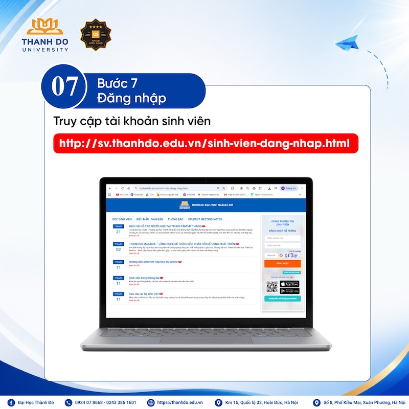 Huong dan nhap hoc DH Thanh Do (TDD) 2026