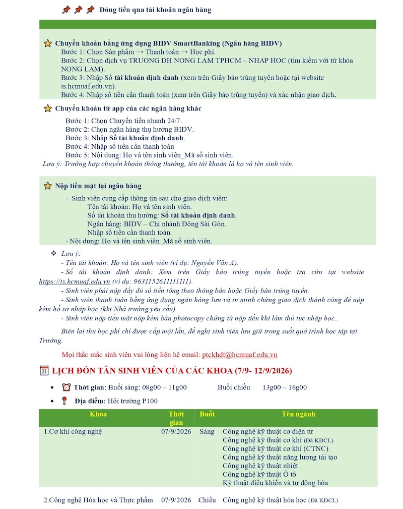 Huong dan nhap hoc DH Nong Lam TP.HCM (HCMUAF) 2026