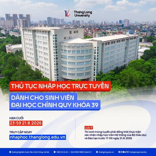Thu tuc nhap hoc Dai hoc Thang Long (TLU) 2026