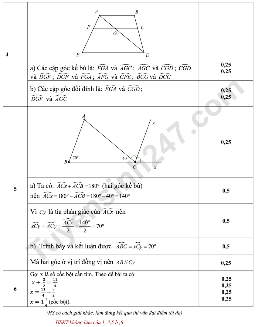 De thi giua HK1 mon Toan lop 7 THCS Que Thuan 2025 - 2026