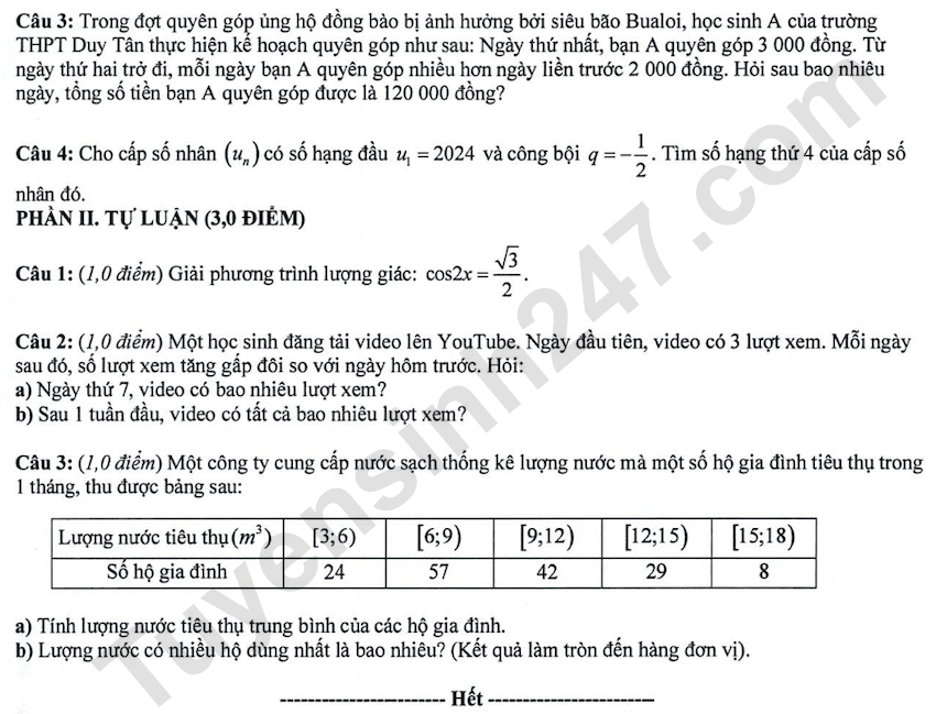 De kiem tra giua HK1 mon Toan lop 11 THPT Duy Tan 2025 - 2026
