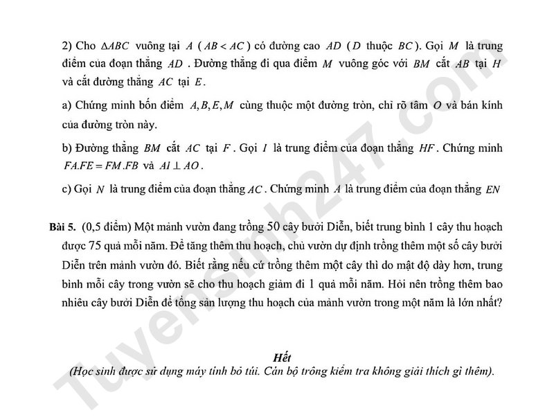 De thi giua hoc ki I mon Toan lop 9 - Truong THCS & THPT Luong The Vinh