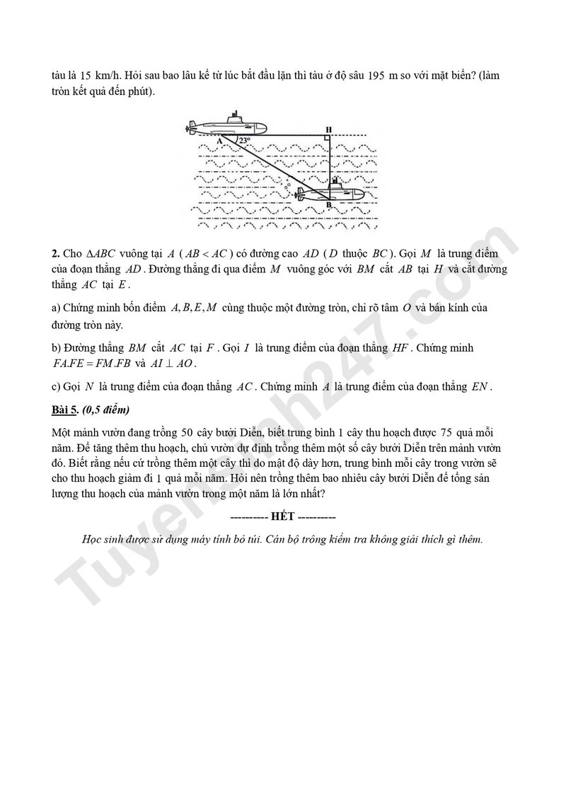 De thi giua hoc ki I mon Toan lop 9 - Truong THCS & THPT Luong The Vinh