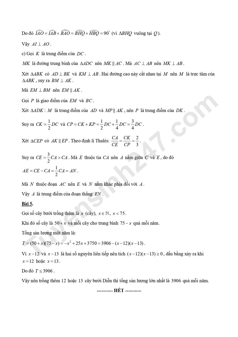 De thi giua hoc ki I mon Toan lop 9 - Truong THCS & THPT Luong The Vinh