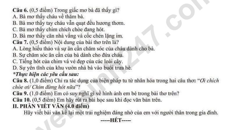 De thi giua ki 1 lop 6 mon Van 2026 - THCS Nguyen Du