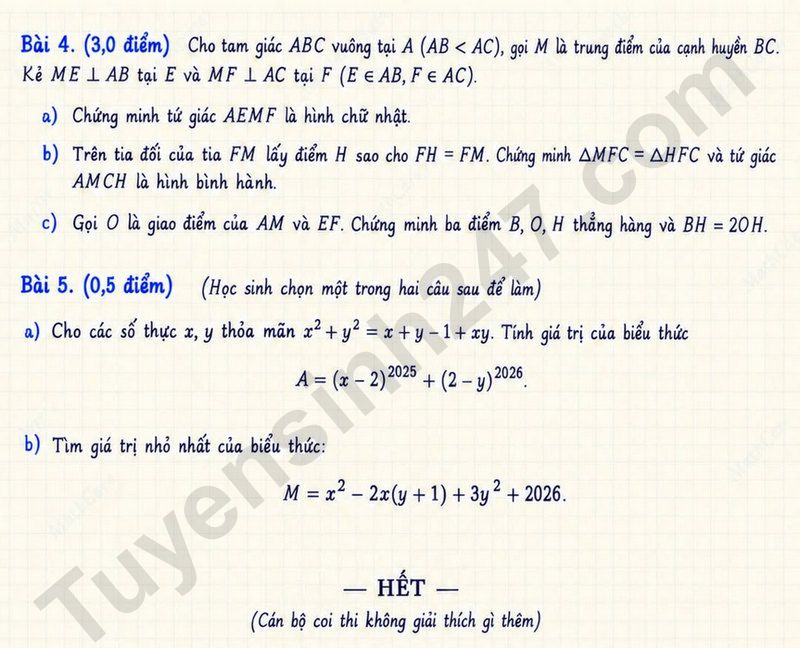 De thi giua ki 1 mon Toan lop 8 nam 2026 - THCS THPT Marie Curie