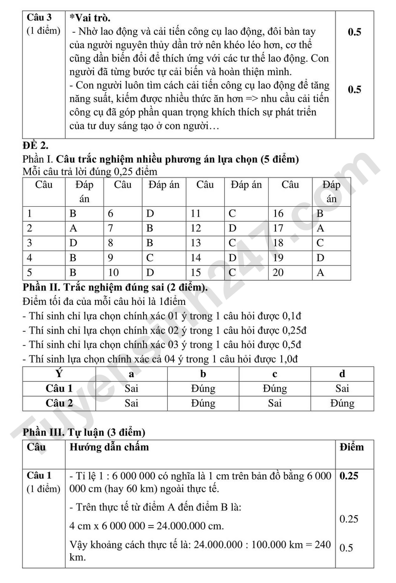 De thi giua ki 1 mon Su va Dia lop 6 2026 - THCS Bat Trang (Co dap an)